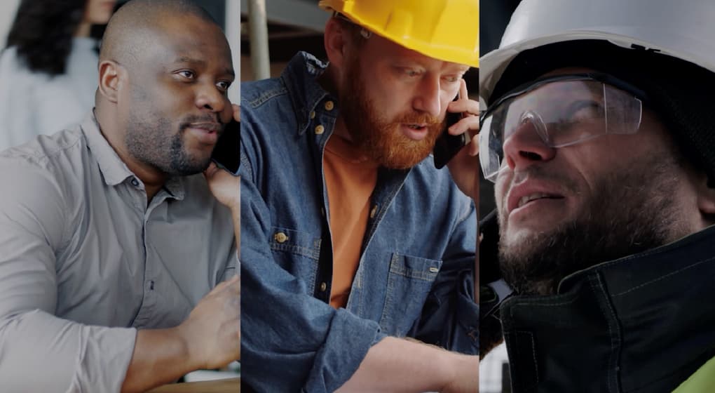 Finance professional, crew travel manager, and crew traveler engaged in a phone conversation, coordinating travel details and discussing logistics.