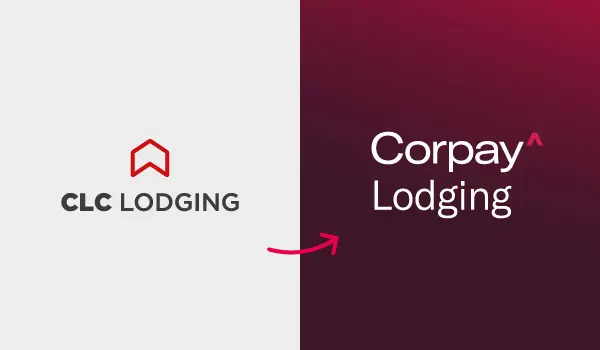 CLC Lodging logo changing to Corpay Lodging logo showing the brand is changing